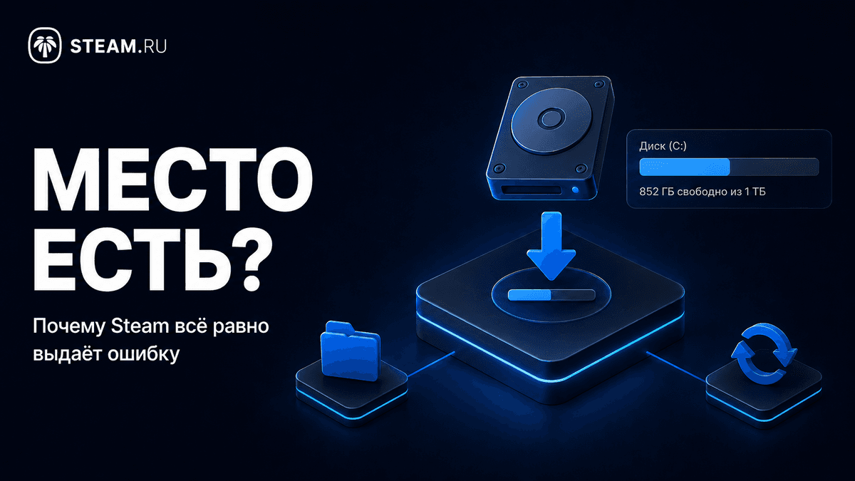 Steam пишет «Недостаточно места», хотя место на диске есть: что делать